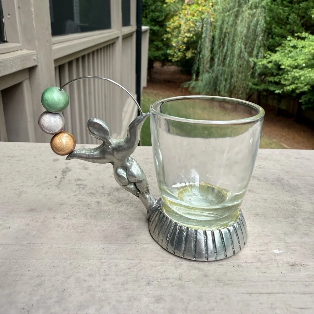 Set of 2 Sheffield A Bodemod Fine Pewter shot glasses